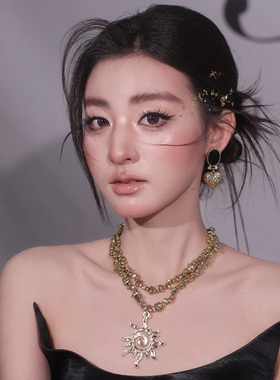 水舞D1198 康康老师同款秋季欧美风新娘项链锁骨链耳环套装配饰