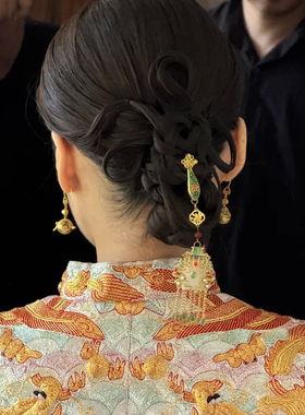 水舞U2301 新中式新娘秀禾头饰古典压襟扣挂件流苏晨袍后压配饰