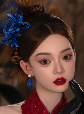 水舞H2080 新中式蓝色珍珠新娘耳环气质时尚个性晨袍耳钉耳坠配饰