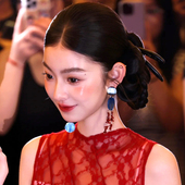 水舞H2293 新中式 红蓝撞色新娘耳环小众串珠流苏耳钉晨袍礼服耳饰