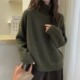 加厚宽松套头羊绒衫 松弛感老钱风高领100%纯羊毛针织衫 女冬季 毛衣