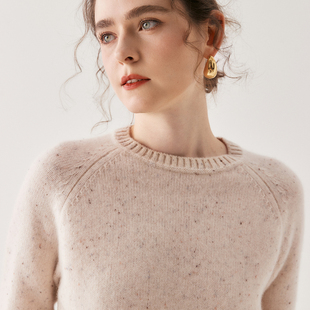 重磅三股加厚轻奢圆领山羊绒衫女圆领点子纱针织毛衣宽松羊毛打底