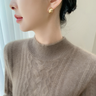 半高领绞花加厚针织毛衣山羊绒衫