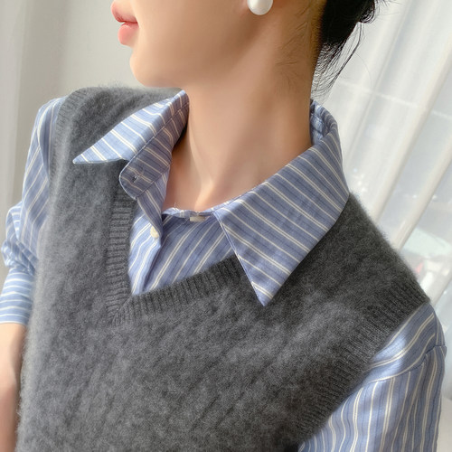 V领山羊绒麻花马甲宽松慵懒坎肩