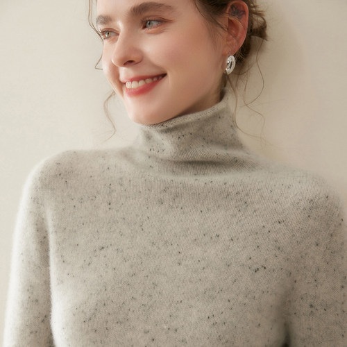 重磅三股加厚卷边高领山羊绒毛衣