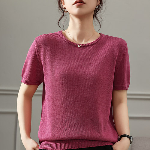 春夏莱赛尔天丝针织宽松短袖T恤