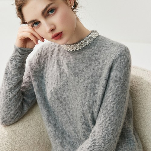 轻奢高级感重工钉珠山羊绒衫毛衣
