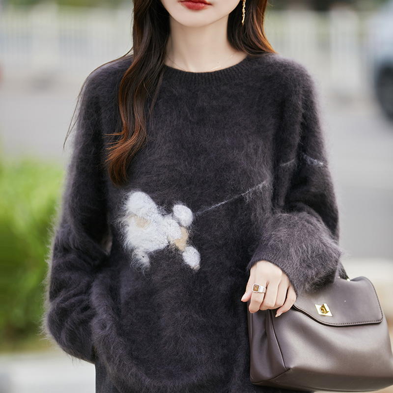 轻奢高级感100%纯羊毛衫拉绒毛衣