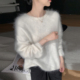 baby小山羊绒衫 针织拉绒长袖 毛衣女圆领上衣宽松慵懒加厚羊毛打底