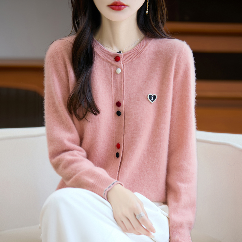 100%纯羊毛衫针织毛衣开衫女外套