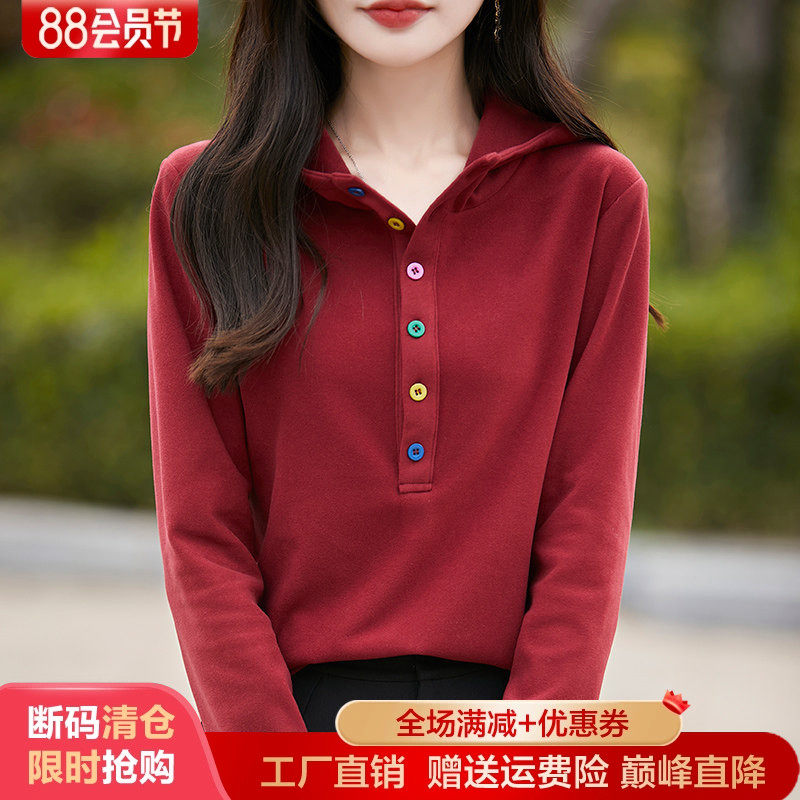 连帽双面德绒帽衫加厚慵懒风宽松