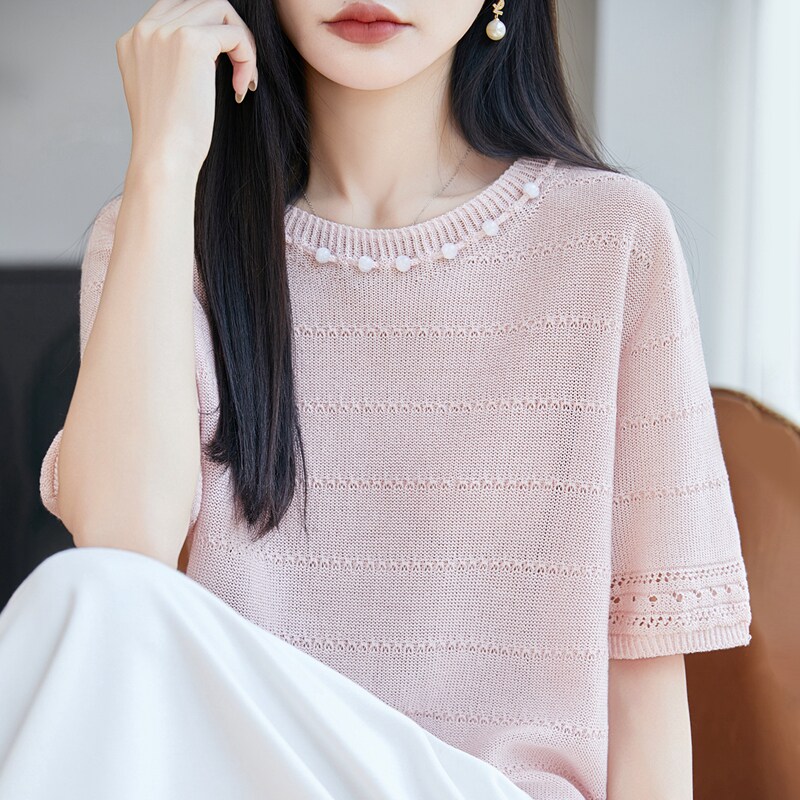 夏季珍珠麻无缝背心短袖T恤背心