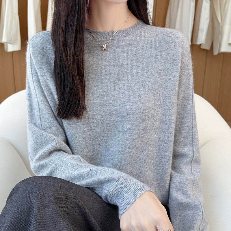 秋冬圆领100%羊毛女保暖羊绒毛衣