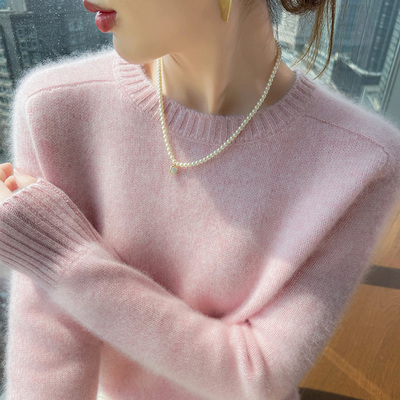 温柔慵懒风圆领加厚山羊绒衫毛衣