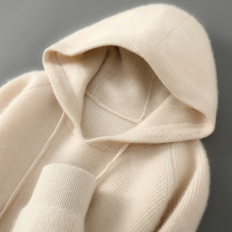 连帽100%纯羊毛衫针织毛衣羊绒衫