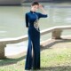 显瘦旗袍日常演出 修身 走秀旗袍2024年新款 老上海复古丝绒旗袍中式