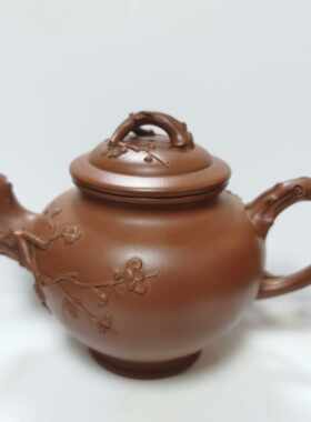 制壶名家刘强大紫砂壶作品花器报春会飞的紫砂壶保真做工精致
