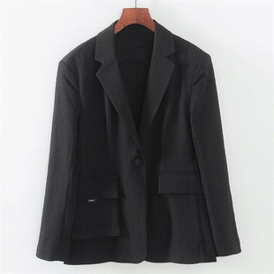 黑色西装外套女款2024春装免烫上衣韩版气质修身一粒扣高级感西服