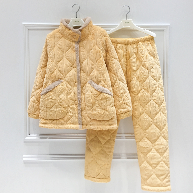 精雅立领保暖睡衣女冬季加厚加绒