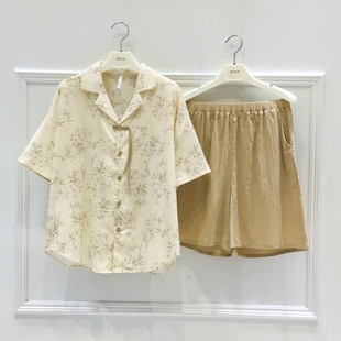 国风印花薄款 妮可雅夏季 短裤 睡衣女2025新款 梭织纯棉家居服 短袖