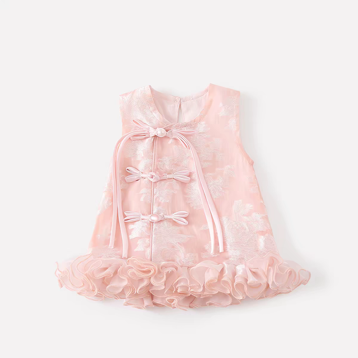 女宝宝满月抓周国风礼服裙盘扣复古旗袍裙婴儿夏季中式三角包屁裙