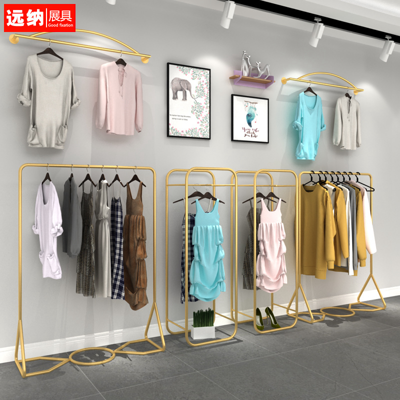 服装店落地式货架铁艺陈列架挂衣架(非品牌)