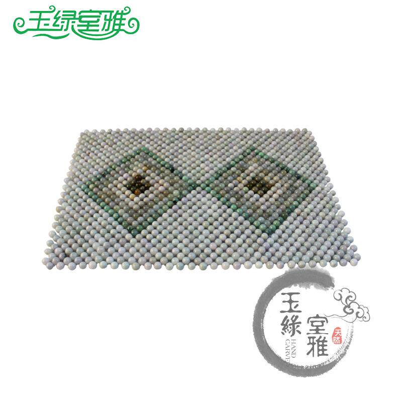 缅甸翡翠天然玉石圆珠枕头 枕巾枕垫枕帘枕套 夏凉枕透气凉爽