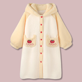 家居服睡袍 加厚珊瑚绒可外穿长袖 「奶酪番茄」睡衣女冬季 2026新款