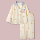 长裤 春秋翻领长袖 小熊纯棉睡衣女款 卡通家居服套装 软得像云朵