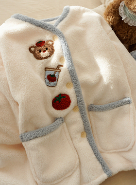 『人间棉花糖』珊瑚绒睡衣女款2026新款冬加厚小熊家居服女超柔软