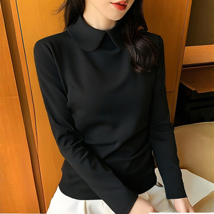 翻领打底衫 领内搭秋冬加厚减龄 双面德绒娃娃领上衣高级感加绒衬衫