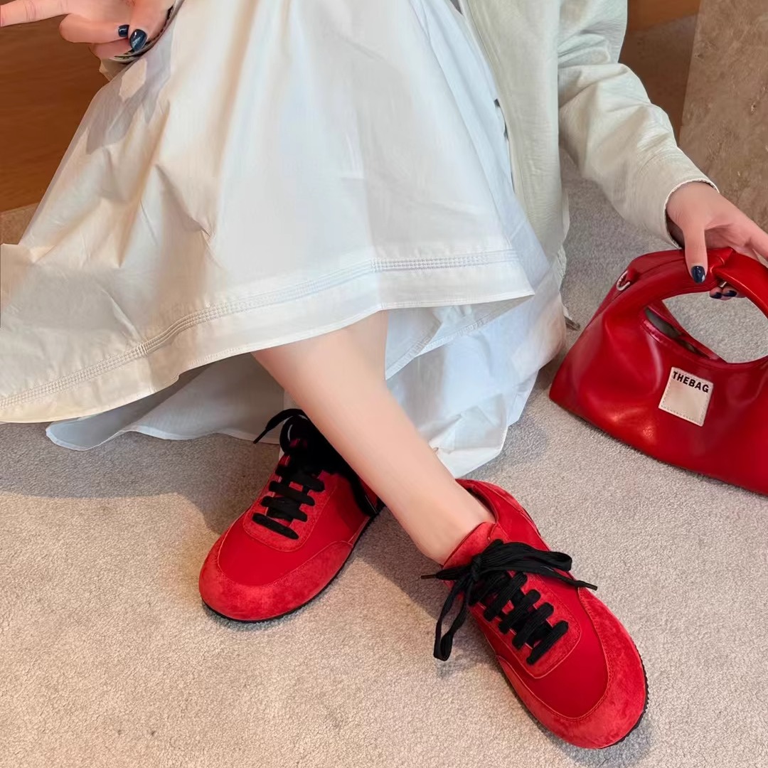 真皮德训鞋女2025新款春秋季