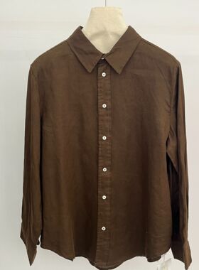 女款纯色休闲百搭亲肤透气抑菌100%亚麻衬衫 66072