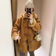 羊羔毛羊羔绒短款 皮毛一体外套女冬季 加绒加厚宽松牛角扣外套上衣