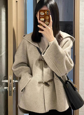 毛呢外套女高级感连帽秋冬