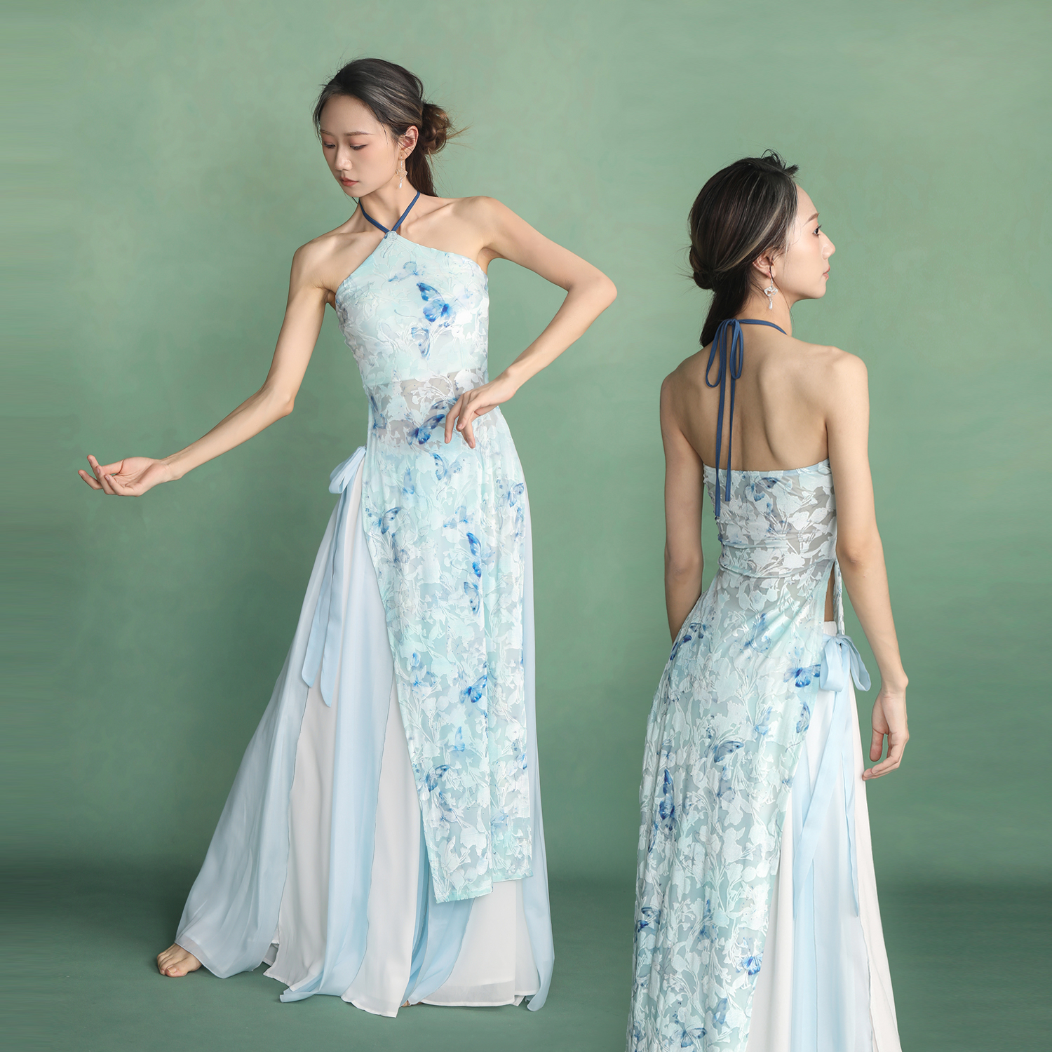 华丽独秀古典舞新中式旗袍古风爵士套装修身显瘦仙气舞蹈服演出服