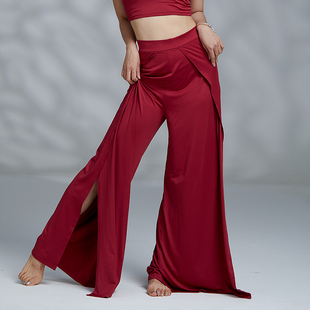 华丽独秀古典舞舞蹈裤练功服飘逸宽松显瘦高开叉弹力阔腿裤现代舞