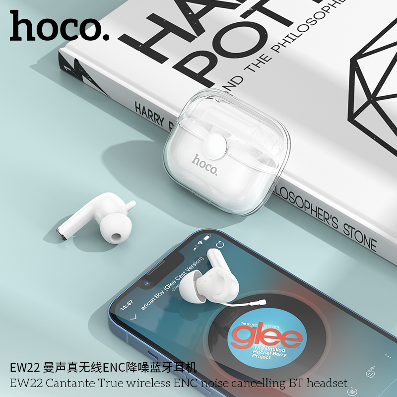 HOCO浩酷 EW22 曼声真无线ENC降噪蓝牙耳机迷你运动耳塞带充电仓