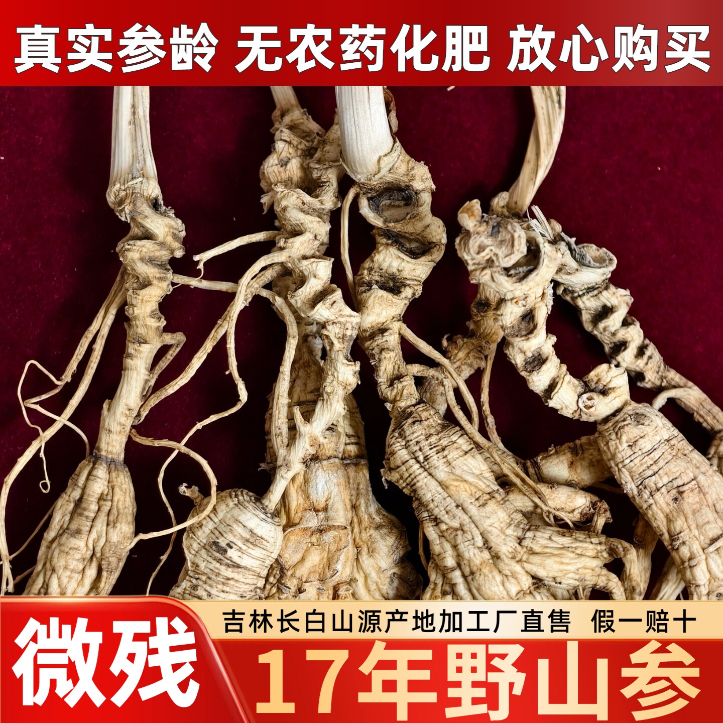 长白山17年野山参微残林下籽参东北人参生晒老山参自用超高性价比
