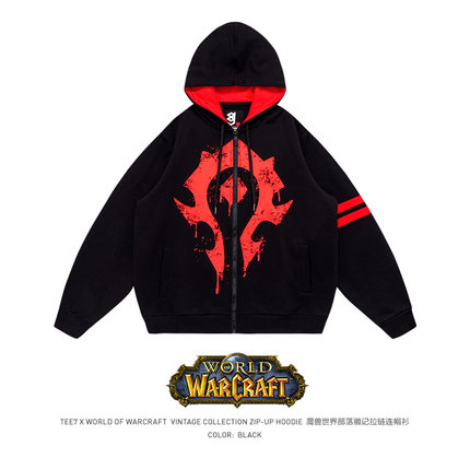 TEE7-魔兽世界WOW部落徽记复古经典秋冬连帽卫衣纯棉开衫外套