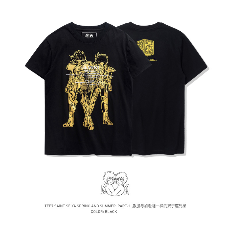 TEE7-清仓特价圣斗士T恤谜一样的双子座兄弟日系动漫纯棉短袖