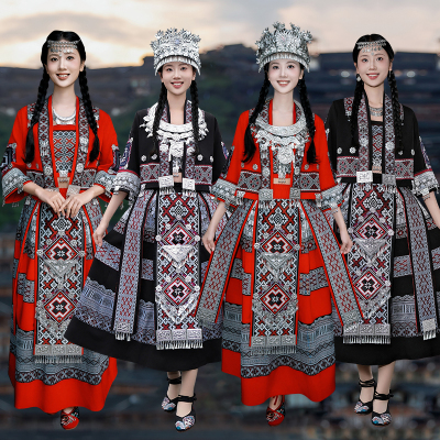 苗族服装女成人土家族服饰少数民族服装长裙苗寨旅拍哈尼族演出服