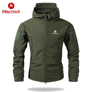 土拨鼠冲锋衣男款秋冬季户外防风防水加绒加厚保暖软壳登山服外套