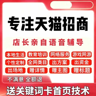 天猫链接出租本地化个性定制教育培训网络游戏坑位全类目店铺招商