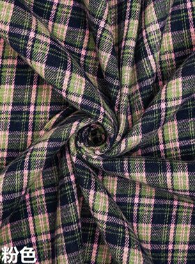 复古港风格子布撞色衬衫服装面料