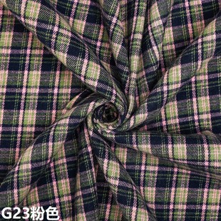 文艺风粉黑格子布涤棉衬衫JK半身裙桌布拼布手工diy色织格子布料