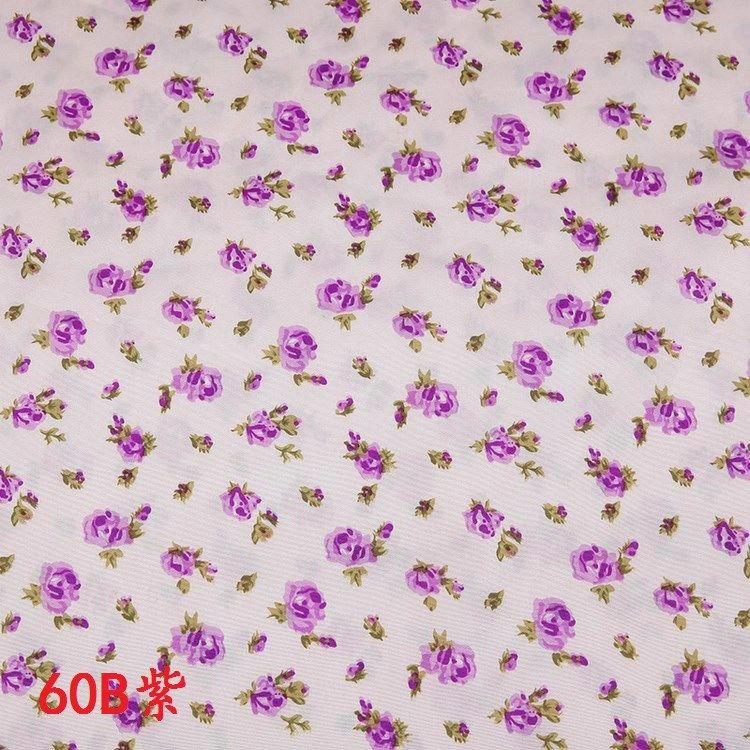 现货沙发衣柜布料 涤纶花布 仿棉小碎花布 紫色小玫瑰花蕾印花布