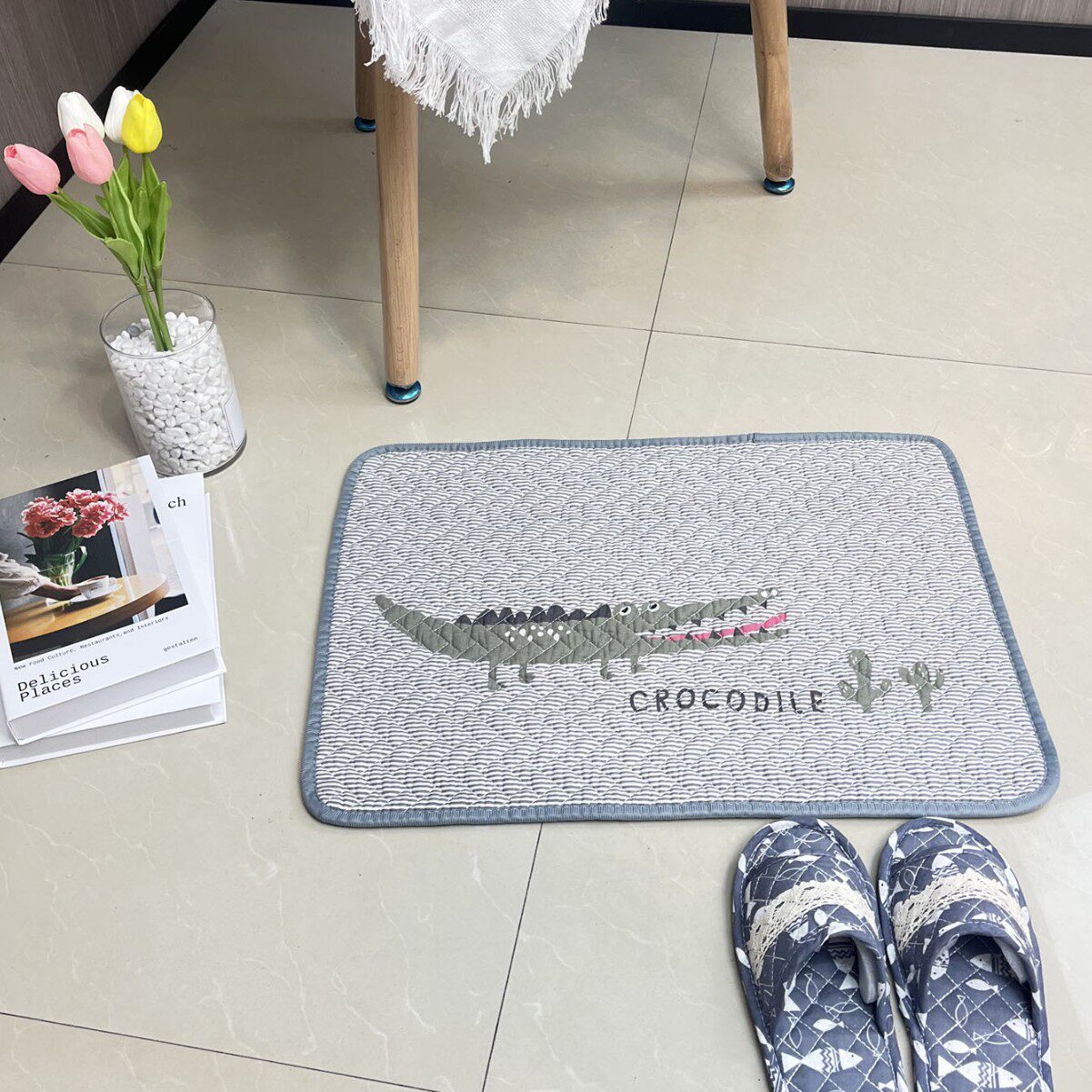 绗缝全棉家用地毯卡通地垫拼接脚垫防滑垫加厚可机洗宠物垫布艺垫