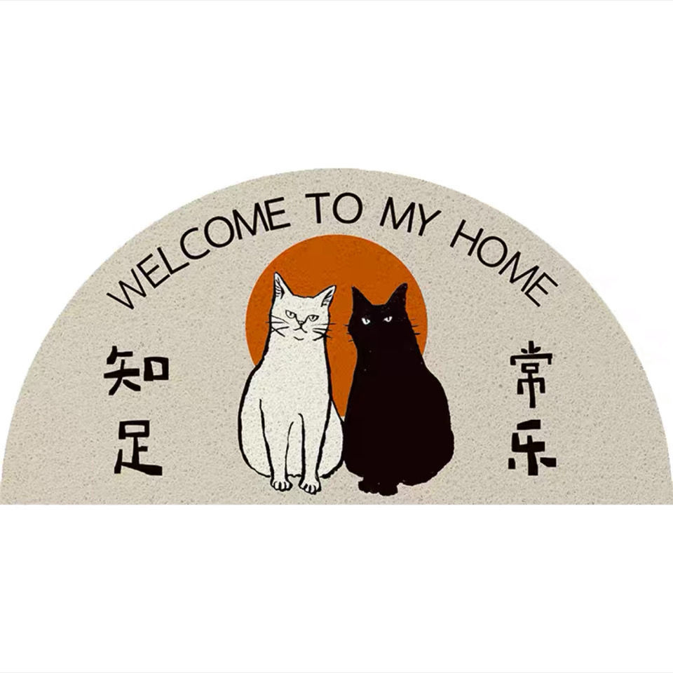 卡通猫咪进门入户门地垫动画猫肥家润半圆大门口脚垫门垫地毯