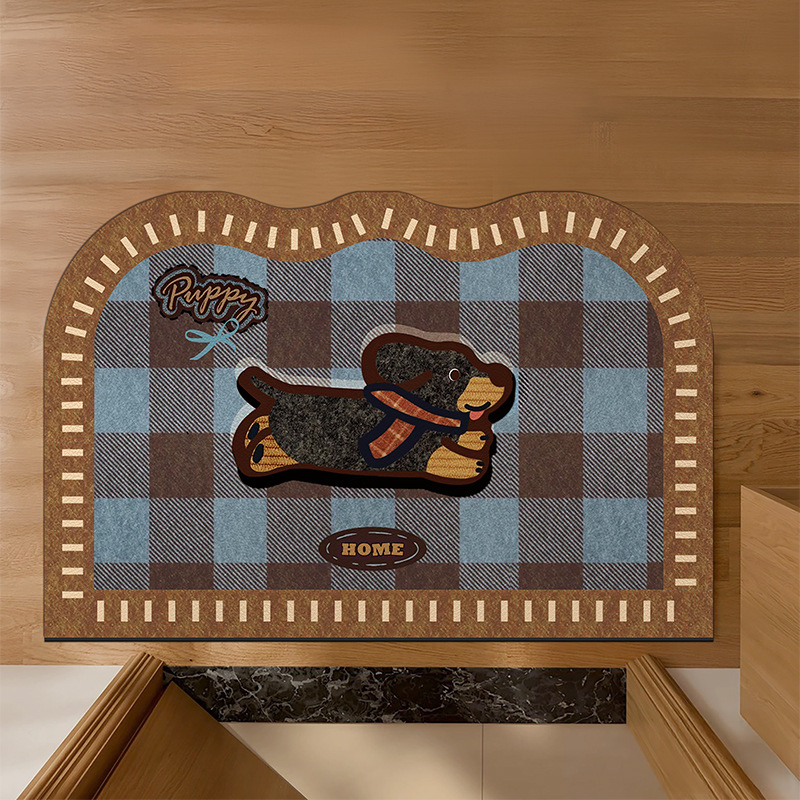 卡通狗狗入户门地垫丝圈可擦免洗垫门口进门脚垫家用门垫耐脏地毯